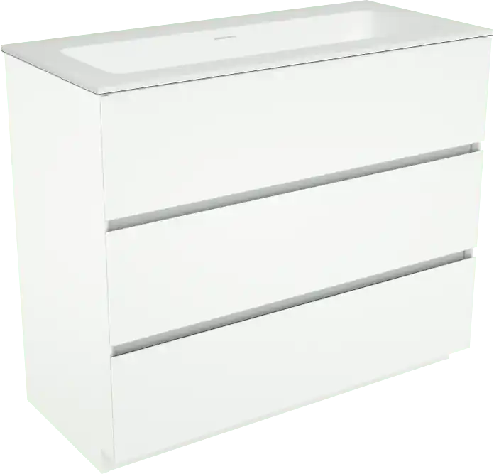 Storke Edge meuble salle de bains à poser 100 x 46 cm blanc mat avec Mata plan simple en solid surface blanc mat