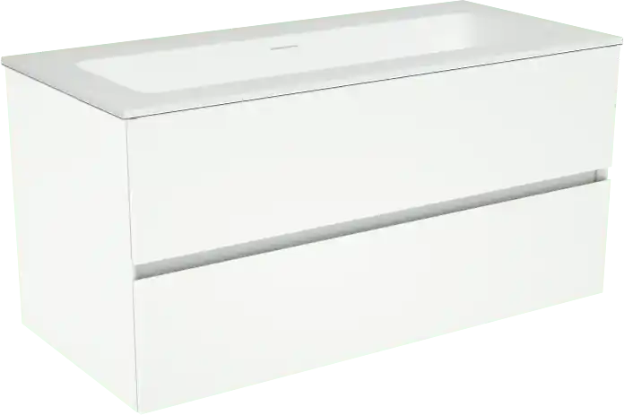 Storke Edge meuble salle de bains suspendu 100 x 46 cm blanc mat avec Mata plan simple en solid surface blanc mat