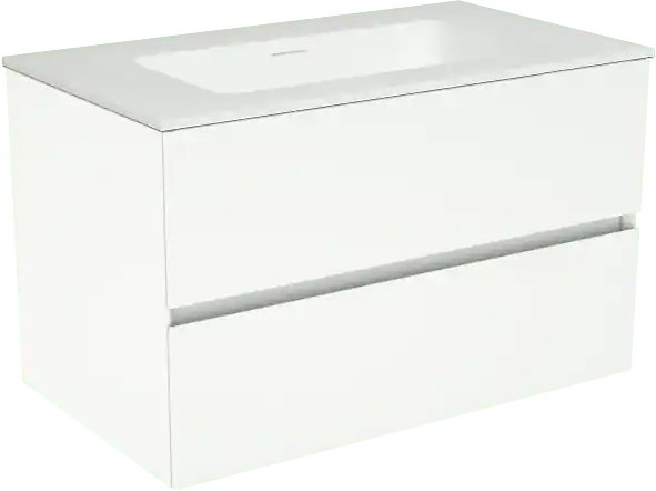 Storke Edge meuble salle de bains suspendu 80 x 46 cm blanc mat avec Mata plan simple en solid surface blanc mat
