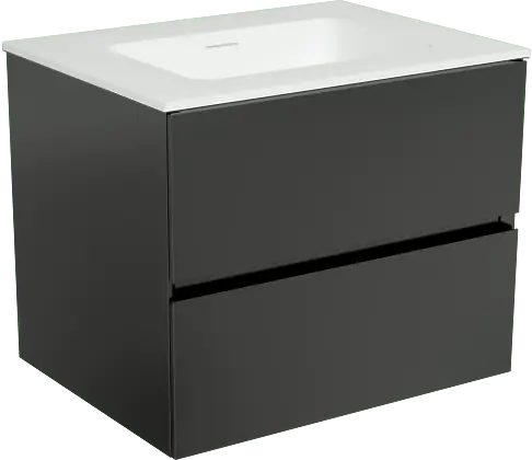 Storke Edge meuble salle de bains suspendu 60 x 46 cm noir mat avec Mata plan simple en solid surface blanc mat