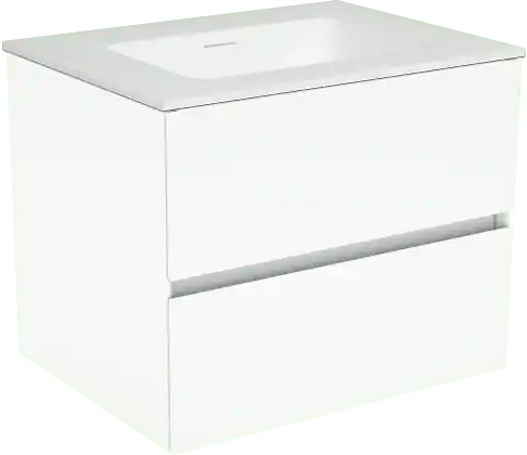 Storke Edge meuble salle de bains suspendu 60 x 46 cm blanc mat avec Mata plan simple en solid surface blanc mat