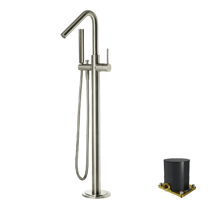 Blaufoss Round Move robinet de bain îlot avec douchette Brushed CoolMetal