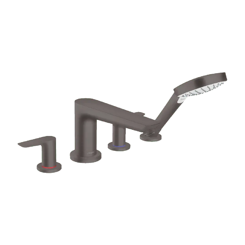 Hansgrohe Talis E 4 trous Robinet de baignoire sur gorge mitigeur Brushed Black Chrome set douchette incl.