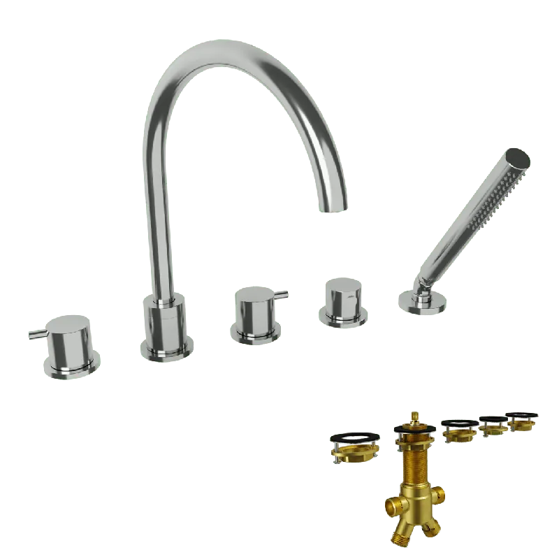 Blaufoss Round robinet de bain sur gorge 5 trous avec douchette chrome brillant