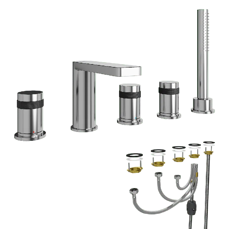 Blaufoss Sonic robinet de bain sur gorge 5 trous avec douchette chrome brillant