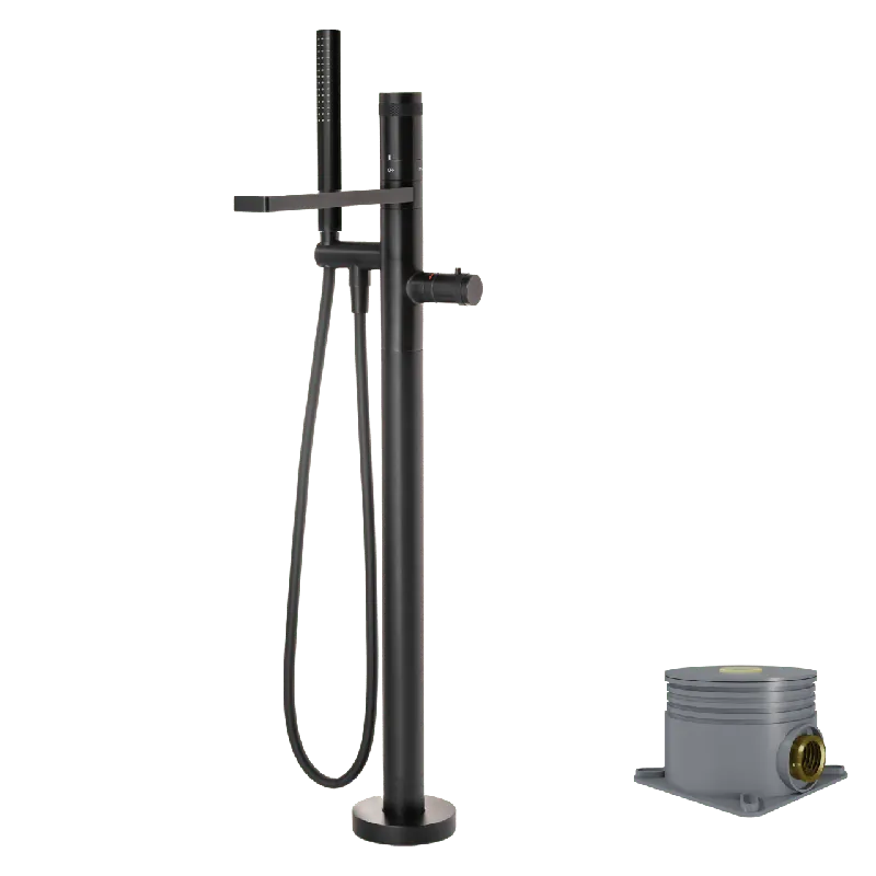 Blaufoss Sonic robinet de bain thermostatique îlot avec douchette noir mat