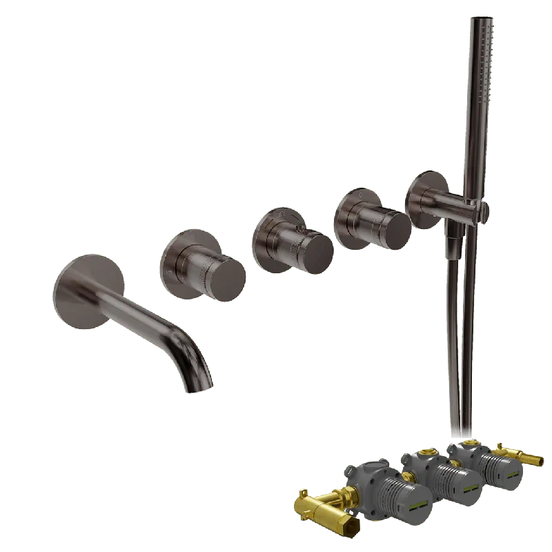 Blaufoss Pavilion Robinet de baignoire encastré Brushed GunMetal set douchette incl. incl élément intégré