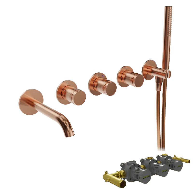 Blaufoss Pavilion Robinet de baignoire encastré Brushed Rosegold set douchette incl. incl élément intégré