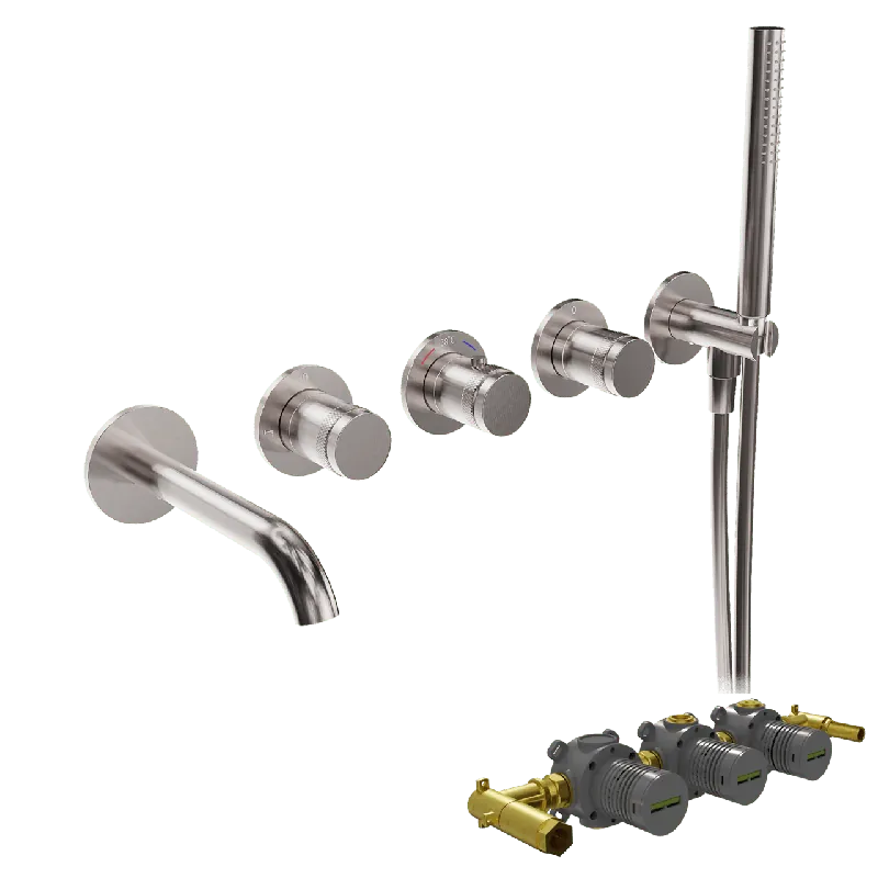 Blaufoss Pavilion Robinet de baignoire encastré Brushed Coolmetal set douchette incl. incl élément intégré