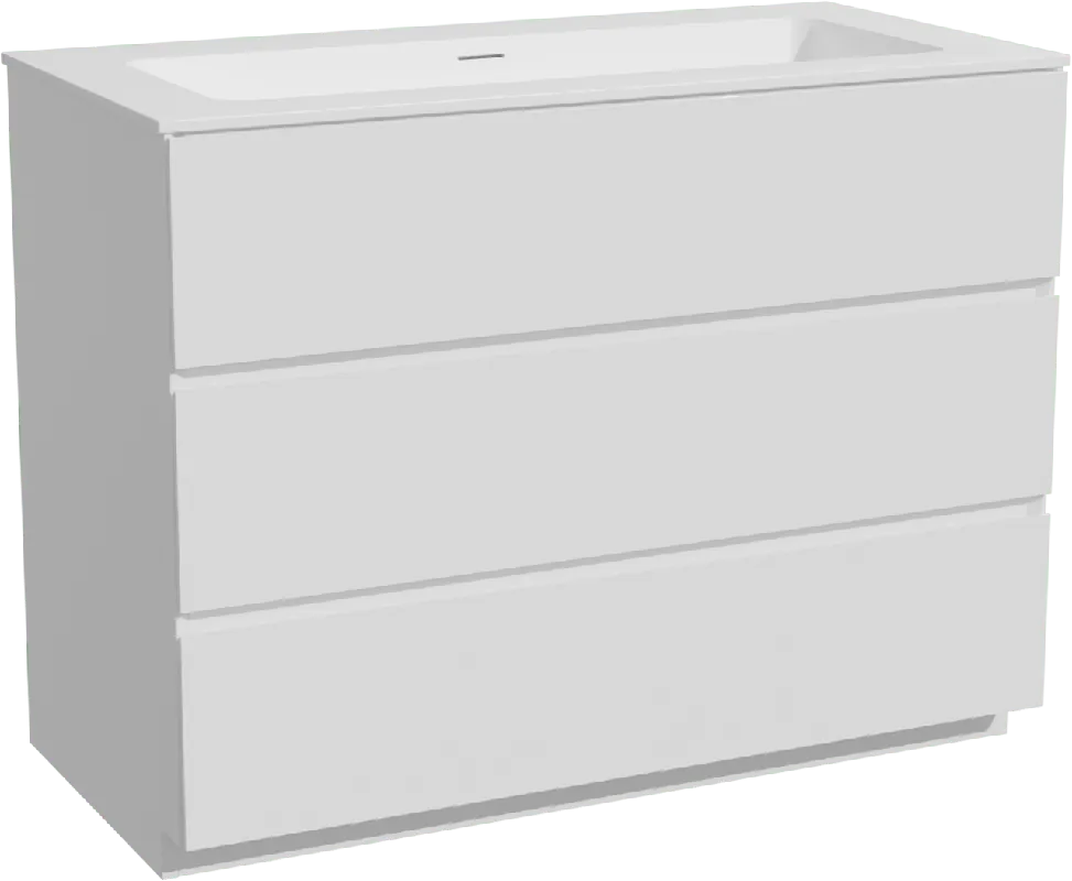 Storke Edge meuble salle de bains à poser 105 x 52 cm blanc mat avec Mata plan simple pour 2 trous de robinet en solid surface blanc mat