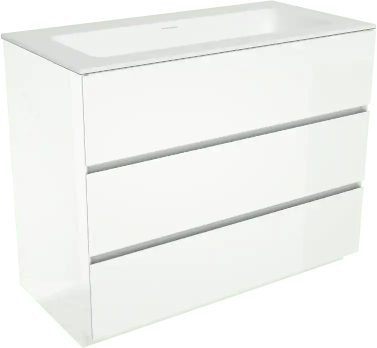 Storke Edge meuble salle de bains à poser 105 x 52 cm blanc brillant avec Mata plan simple pour 2 trous de robinet en solid surface blanc mat