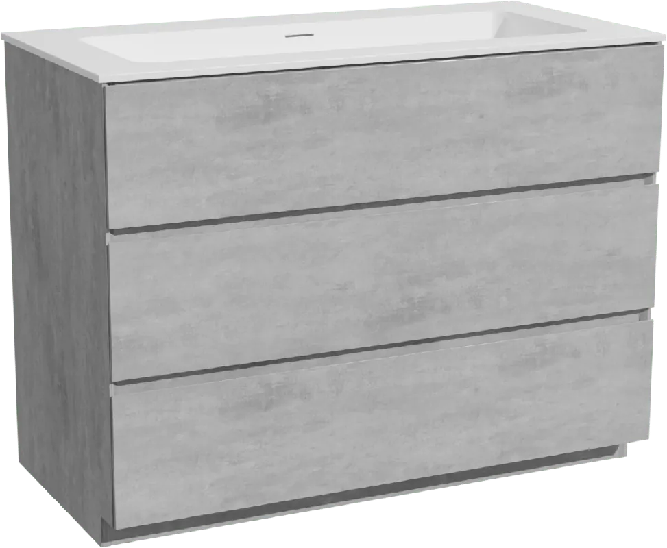 Storke Edge meuble salle de bains à poser 105 x 52 cm béton gris foncé avec Mata plan simple pour 2 trous de robinet en solid surface blanc mat