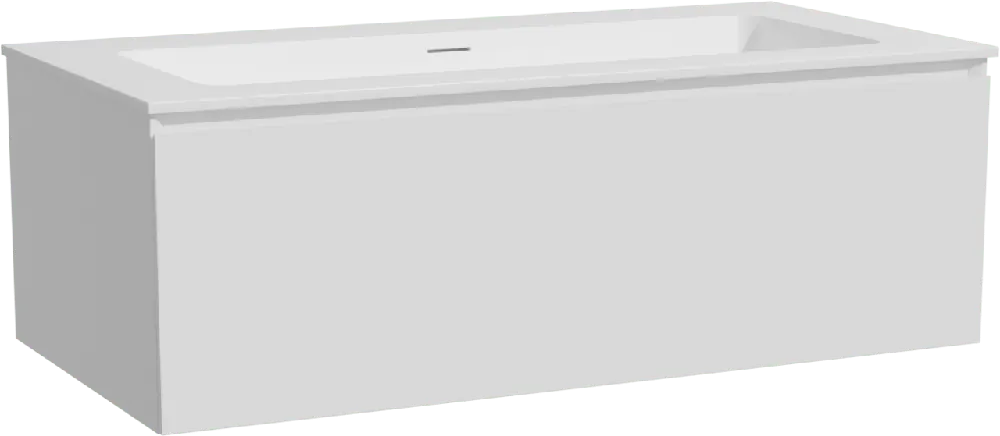 Storke Edge meuble salle de bains suspendu 105 x 52 cm blanc mat avec Mata plan simple pour 2 trous de robinet en solid surface blanc mat