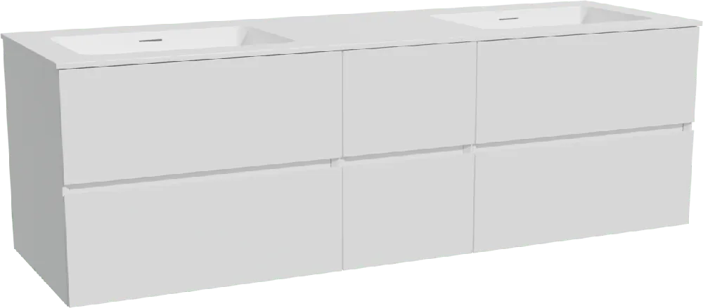 Storke Edge meuble salle de bains suspendu 165 x 52 cm blanc brillant avec Mata double vasque en solid surface blanc mat