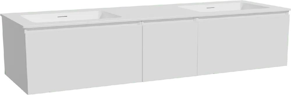 Storke Edge meuble salle de bains suspendu 165 x 52 cm blanc mat avec Mata double vasque en solid surface blanc mat