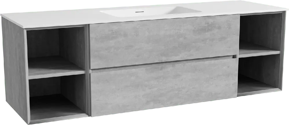 Storke Edge meuble salle de bains suspendu 165 x 52 cm béton gris foncé avec Mata plan simple en solid surface blanc mat