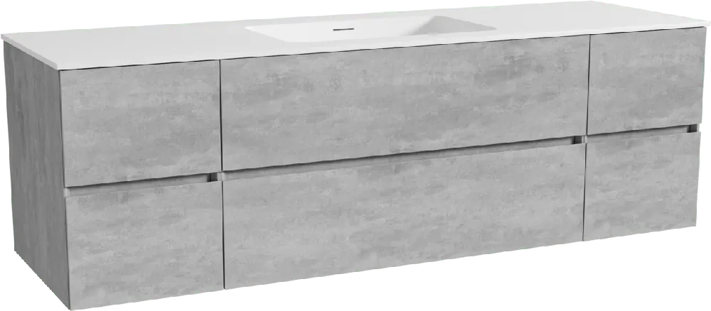 Storke Edge meuble salle de bains suspendu 165 x 52 cm béton gris foncé avec Mata plan simple en solid surface blanc mat