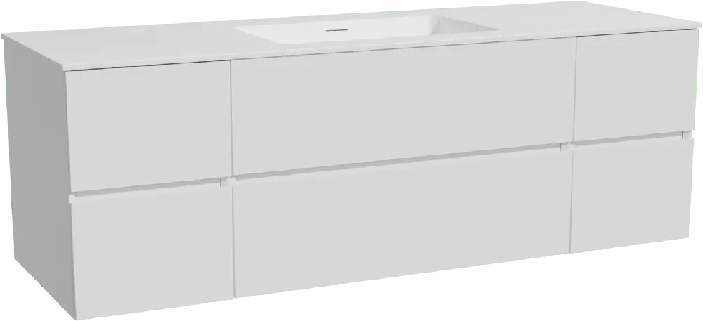 Storke Edge meuble salle de bains suspendu 155 x 52 cm blanc mat avec Mata plan simple en solid surface blanc mat