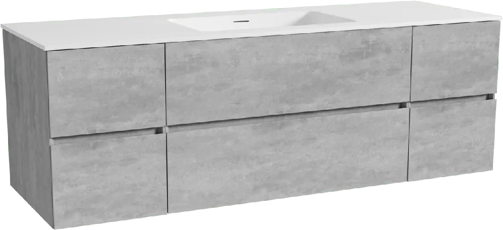 Storke Edge meuble salle de bains suspendu 155 x 52 cm béton gris foncé avec Mata plan simple en solid surface blanc mat
