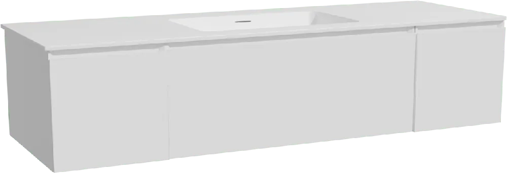 Storke Edge meuble salle de bains suspendu 155 x 52 cm blanc mat avec Mata plan simple en solid surface blanc mat
