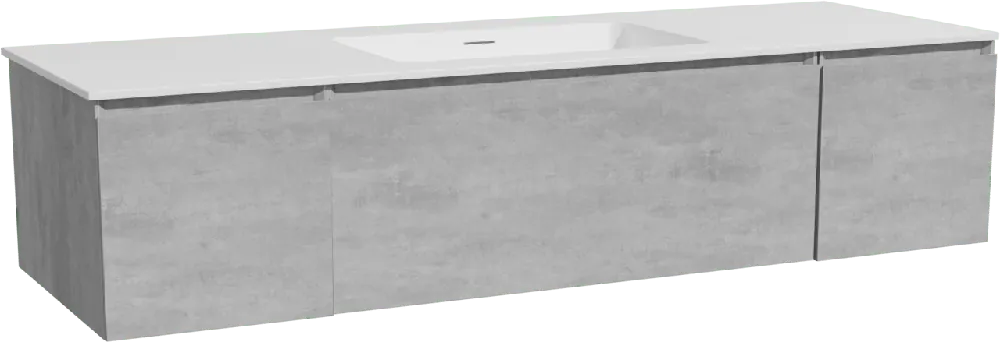 Storke Edge meuble salle de bains suspendu 155 x 52 cm béton gris foncé avec Mata plan simple en solid surface blanc mat
