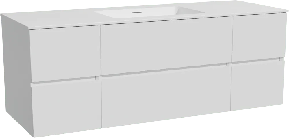 Storke Edge meuble salle de bains suspendu 145 x 52 cm blanc brillant avec Mata plan simple en solid surface blanc mat