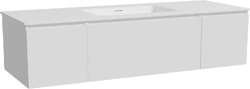 Storke Edge meuble salle de bains suspendu 145 x 52 cm blanc mat avec Mata plan simple en solid surface blanc mat