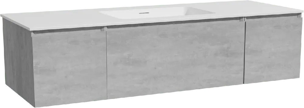 Storke Edge meuble salle de bains suspendu 145 x 52 cm béton gris foncé avec Mata plan simple en solid surface blanc mat