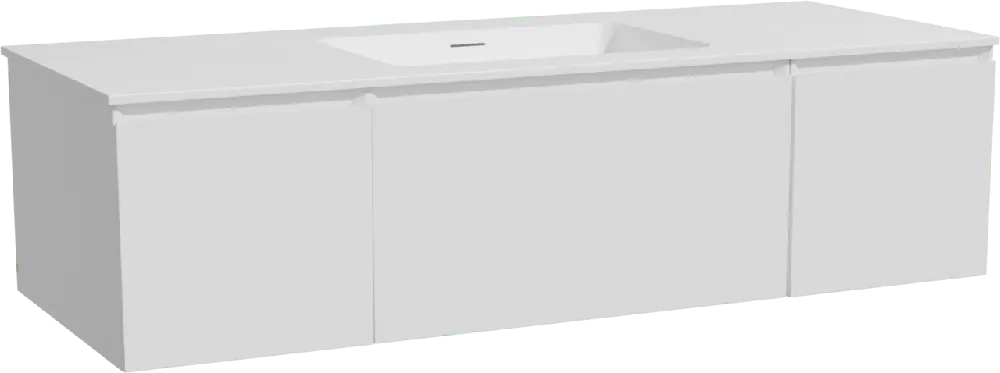 Storke Edge meuble salle de bains suspendu 135 x 52 cm blanc mat avec Mata plan simple en solid surface blanc mat