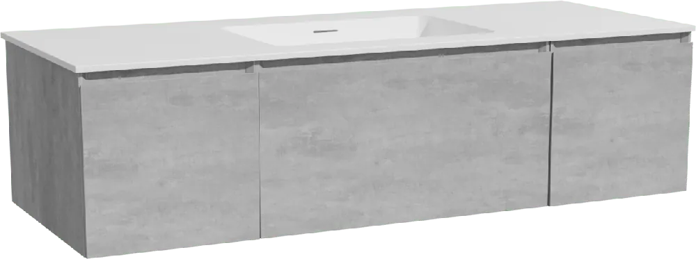 Storke Edge meuble salle de bains suspendu 135 x 52 cm béton gris foncé avec Mata plan simple en solid surface blanc mat