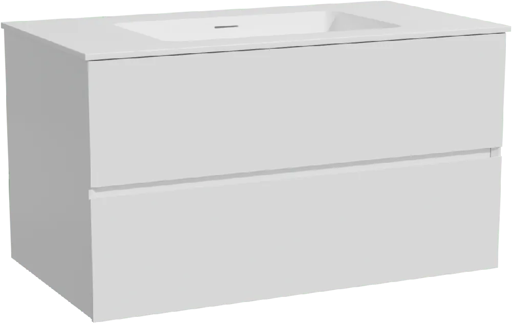 Storke Edge meuble salle de bains suspendu 95 x 52 cm blanc mat avec Mata plan simple en solid surface blanc mat