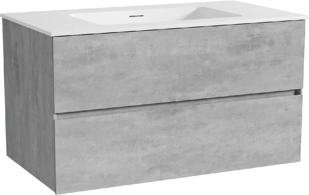 Storke Edge meuble salle de bains suspendu 95 x 52 cm béton gris foncé avec Mata plan simple en solid surface blanc mat