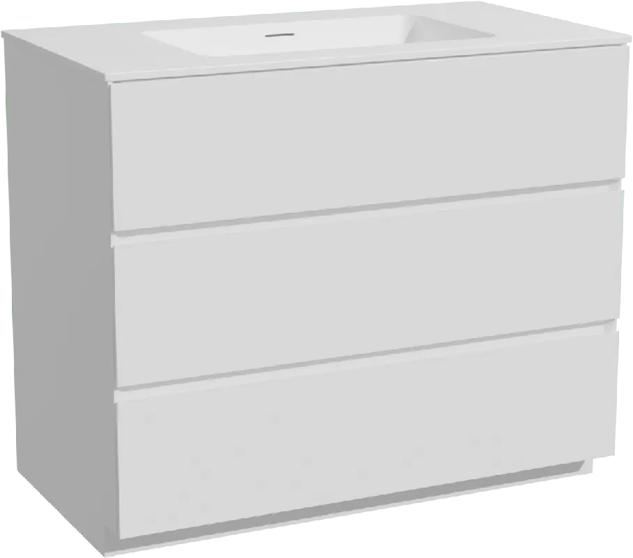 Storke Edge meuble salle de bains à poser 95 x 52 cm blanc brillant avec Mata plan simple en solid surface blanc mat