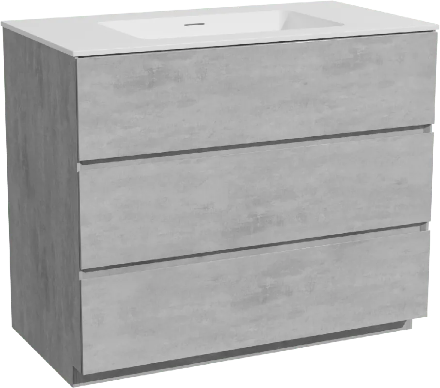 Storke Edge meuble salle de bains à poser 95 x 52 cm béton gris foncé avec Mata plan simple en solid surface blanc mat