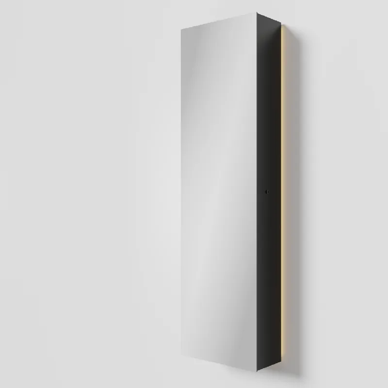 Balmani Mara collonne salle de bains suspendu avec miroir lumineux 45 x 160 cm Noir Mat