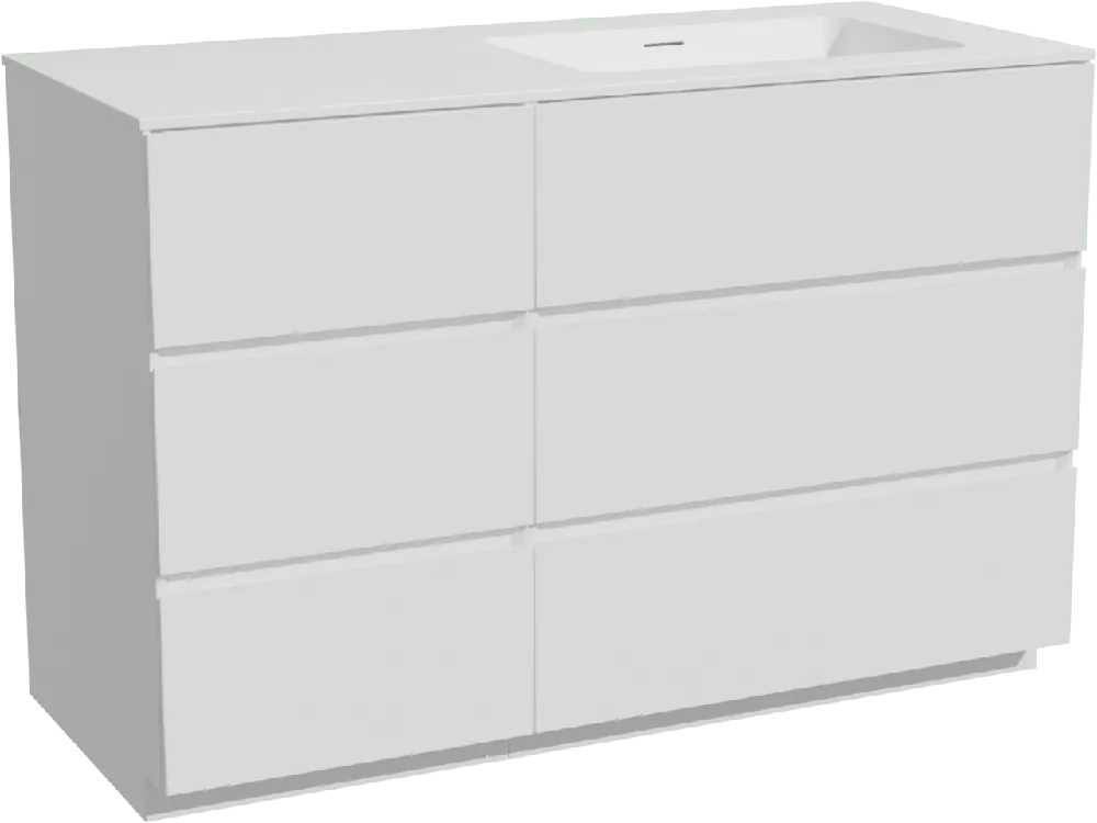 Storke Edge meuble salle de bains à poser 120 x 52 cm blanc mat avec Mata plan vasque asymétrique à droite en solid surface blanc mat