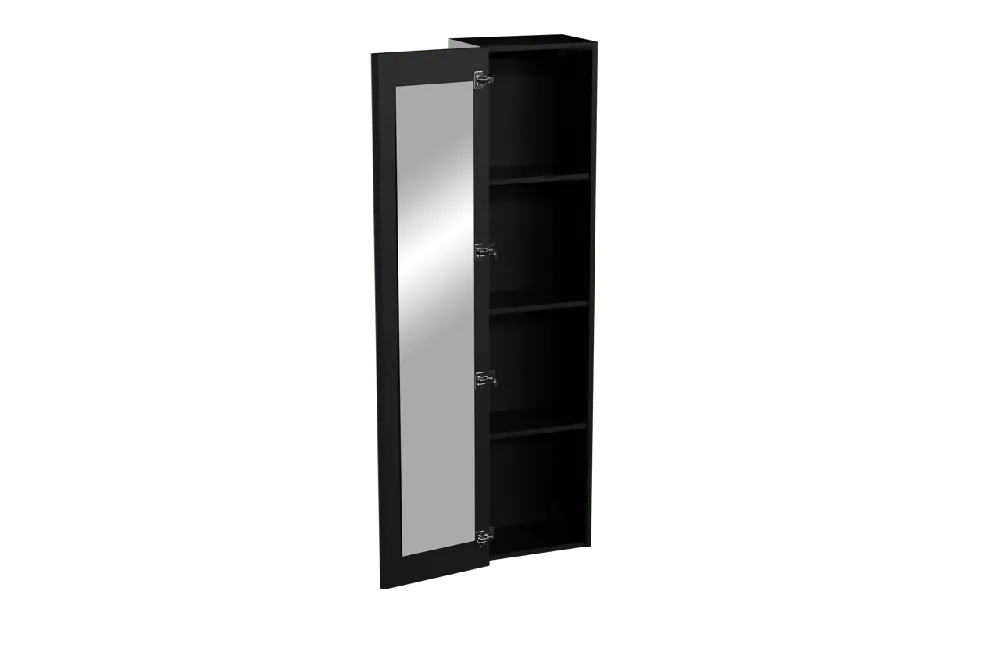 Storke Edge colonne salle de bains suspenduee avec miroir Noir Mat 40 x 30 x 170 cm