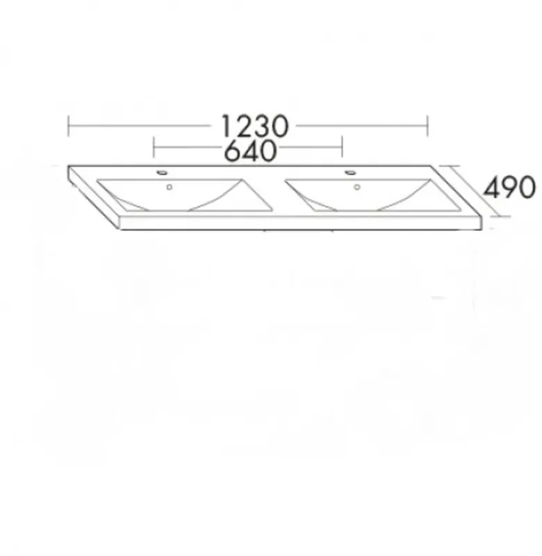 burgbad Eqio double lavabo en céramique, 2 trous pour robinet, avec trop-plein, 1230x490x45mm, blanc