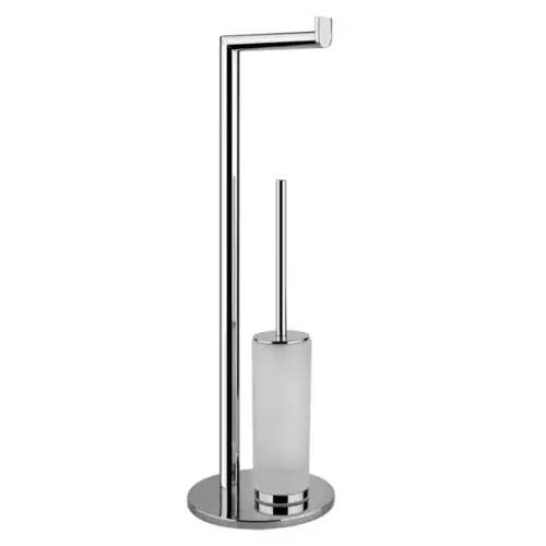 Gessi Emporio Support avec porte-rouleau de papier et ensemble de brosses à toilettes en verre satiné