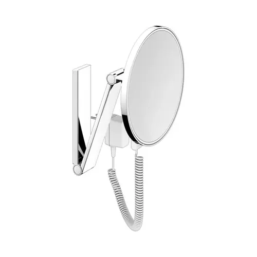 KEUCO iLook_move Miroir de soins de beauté, éclairé, rond, chromé, avec cordon spiralé et interrupteur sur câble