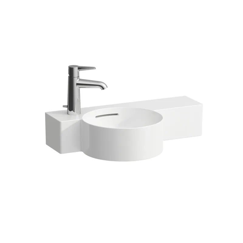 LAUFEN VAL Lave-mains, 1 trou de robinetterie à gauche, avec trop-plein, 550x315mm, tablette à droite