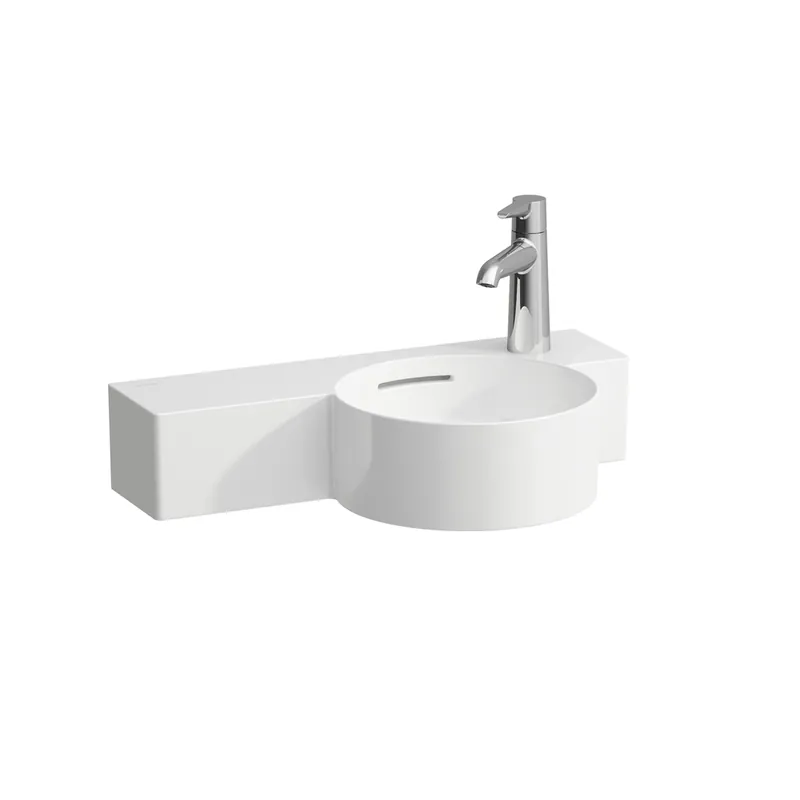 LAUFEN VAL Lave-mains, 1 trou de robinetterie à droite, avec trop-plein, 550x315mm, tablette à gauche