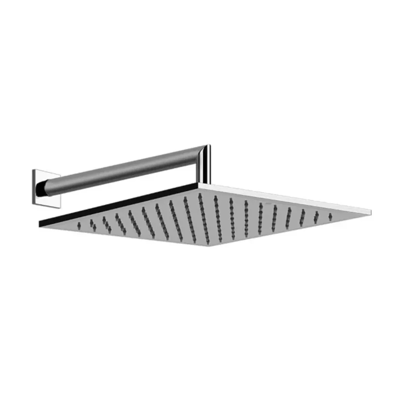 Gessi Emporio douche de tête anticalcaire 300 mm avec articulation et bras mural rond et rosace carrée 45 mm, longueur 345 mm