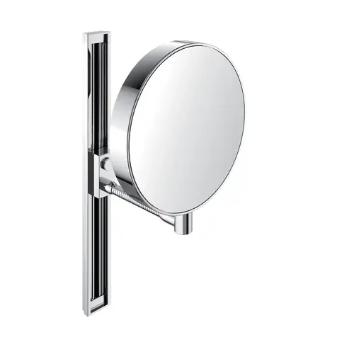 Miroir de soins de beauté et de rasage emco, réfléchissant des deux côtés, grossissement 3x et 7x, rond, bras flexible, glissière, non éclairé