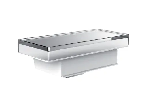 Distributeur de savon liquide de liaison emco pour rampe, gobelet en verre cristal, intérieur dépoli, env. 250 ml, chromé