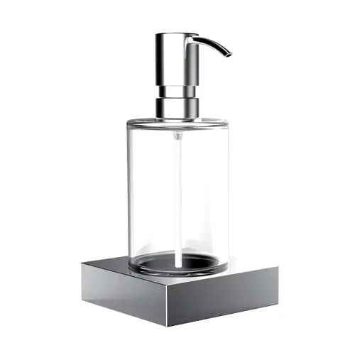 Distributeur de savon liquide de liaison emco, montage mural, verre cristal clair, pompe métallique, env. 240 ml, chromé