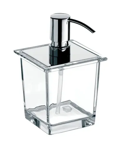emco distributeur de savon liquide de liaison emco pour rampe, transparent, verre cristal, pompe doseuse métal, env. 365 ml, chromé
