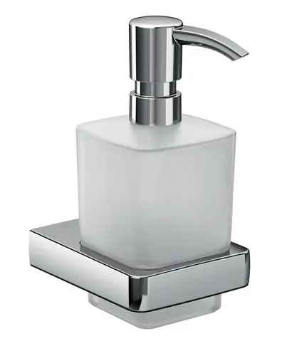 emco trend distributeur de savon liquide, récipient en verre cristal satiné, pompe doseuse en plastique, chromé