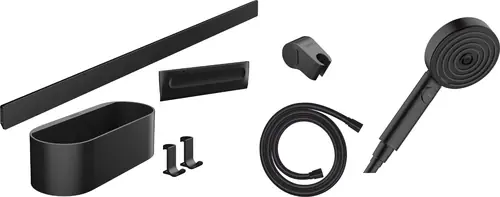 hansgrohe WallStoris Bundle set complet Pomme de douche 105 3 jets Activation économe en eau, barre de douche 70 cm et set daccessoires