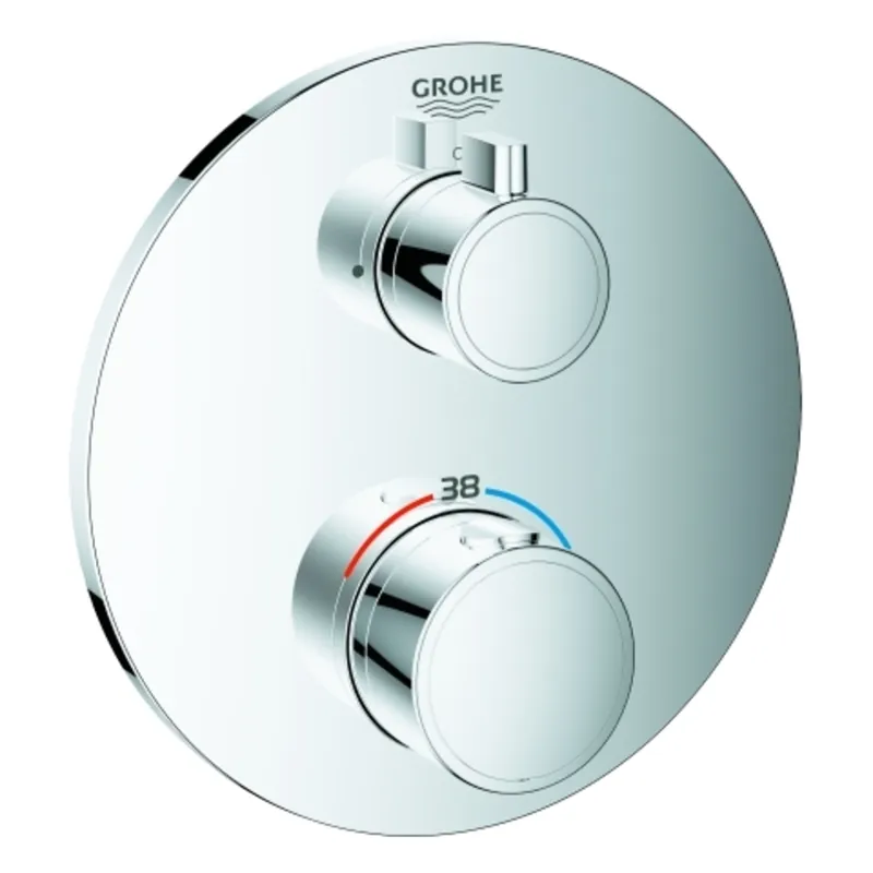 Grohe Grohtherm mitigeur de douche thermostatique, pour Rapido SmartBox, 1 vanne d‘arrêt, chrome, rond
